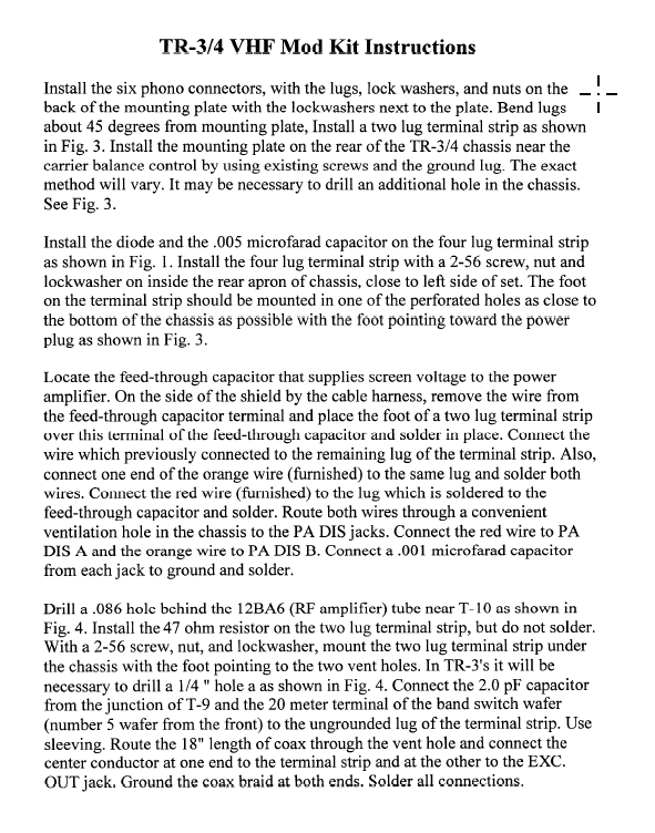 Drake TR-3 - VHF Kit Modification Instruction