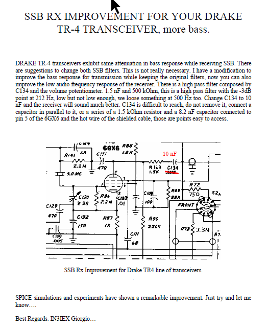 Drake TR-4 - SSB RX Bass Modification