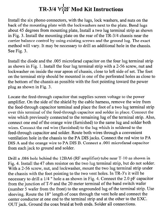 Drake TR-4 - VHF Kit Modification Instruction