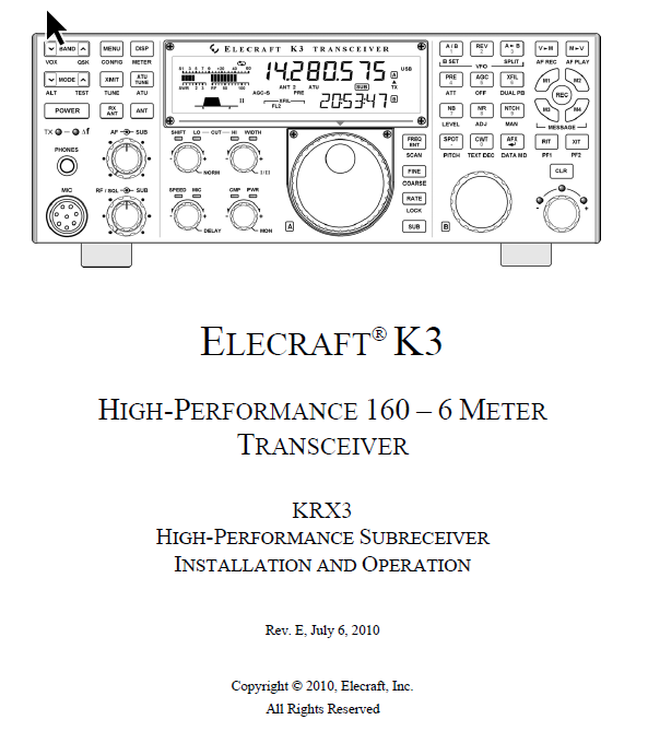 Elecraft K3 - KRX3 Subreceiver Installation and Operation Manual - Rev. E
