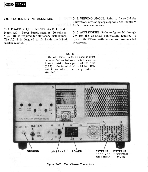 Drake TR-4C - Rear Panel (34049 and up)