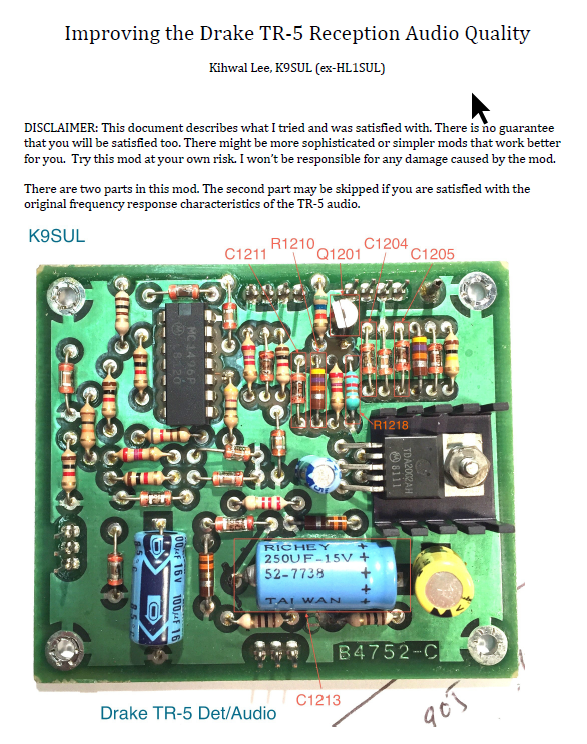 Drake TR-5 - Improving the Audio Modification