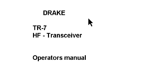 Drake TR-7 - Instruction Manual 1