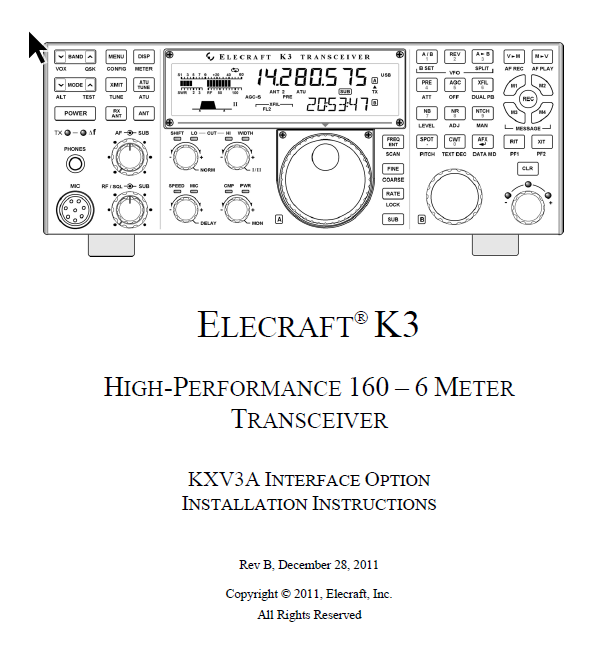 Elecraft K3 - KXV3A Interface Option Installation Instructions - Rev. B (E740140)