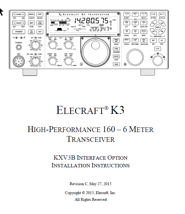 Elecraft K3 - KXV3B Interface Option Installation Instructions - Rev. C (E740263)