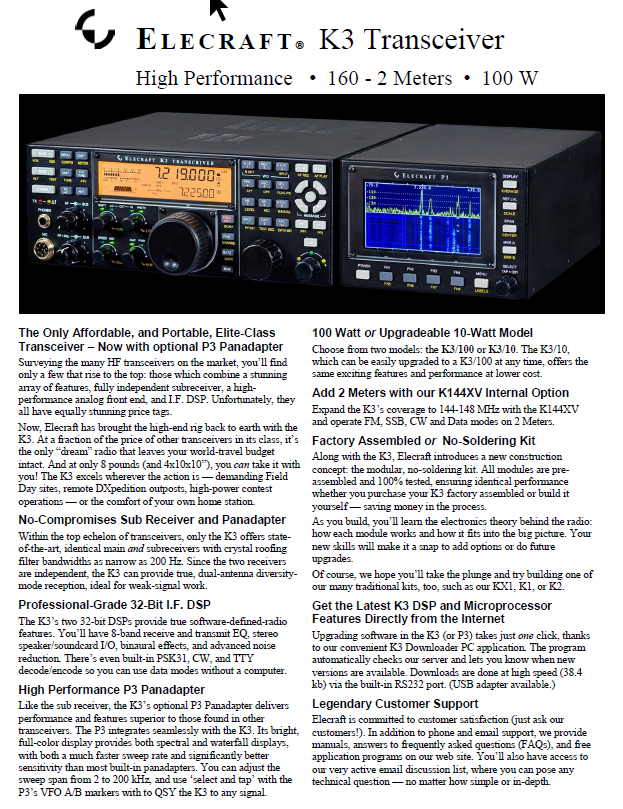 Elecraft K3 - Brochure (2011) - Rev. V2e