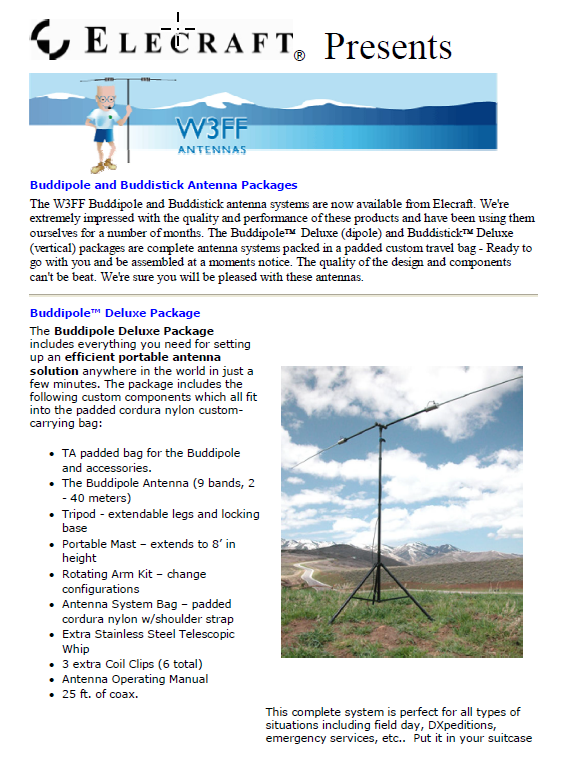 Elecraft K3 - Buddipole from Elecraft by W3FF Brochure