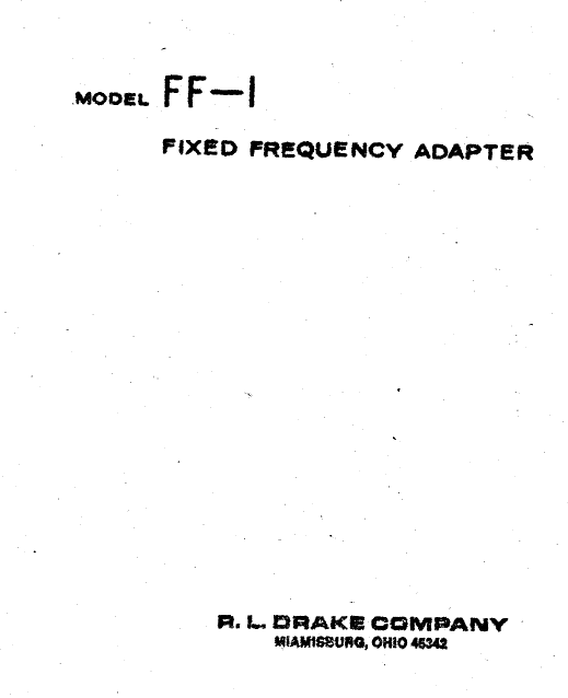 Drake FF-1 Fixed Frequency Adapter - Instruction Manual 2
