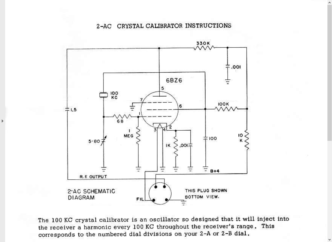 Drake Service Bulletin - Drake 2-AC Crystal Calibrator Instruction Sheet