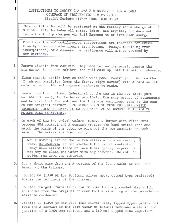 Drake 2-B - Instructions for Modify Receivers for Extended Coverage 2