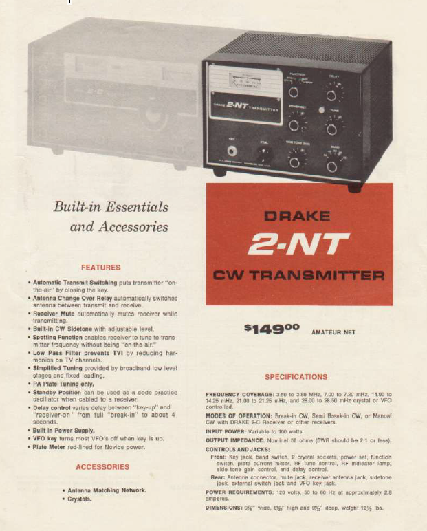 Drake 2-NT CW Transmitter - Brochure