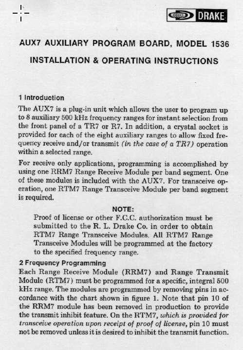 Drake AUX-7 - Instruction Manual
