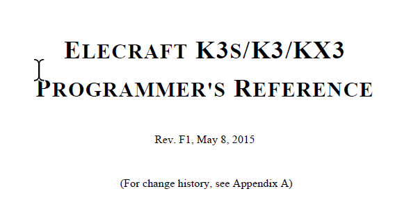 Elecraft K3 - Programmer's Reference - Rev. F1