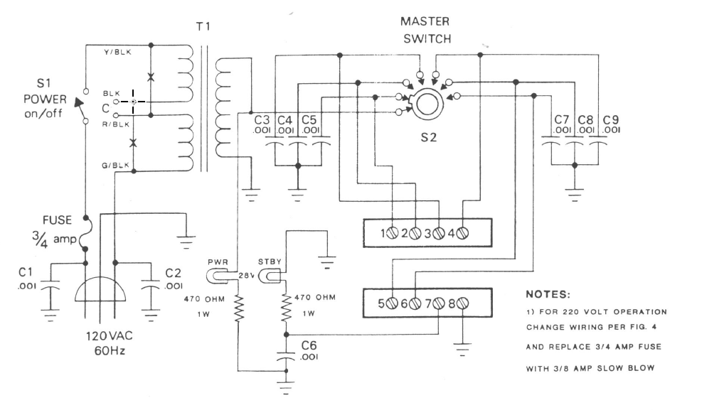 Drake CS-7 Coax Switch - Schematic Diagram