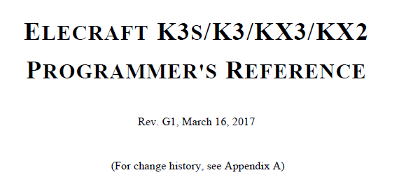 Elecraft K3 - Programmer's Reference - Rev. G1