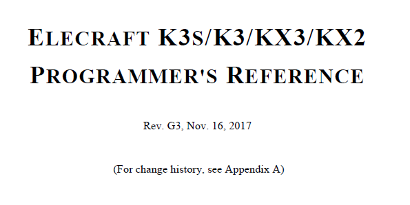 Elecraft K3 - Programmer's Reference - Rev. G3