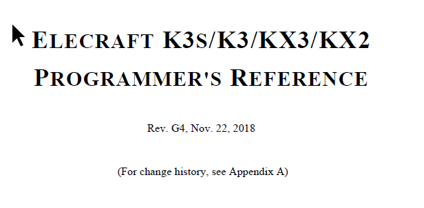 Elecraft K3 - Programmer's Reference - Rev. G4