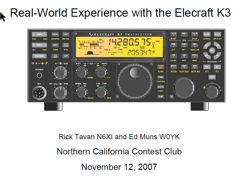 Elecraft K3 - Real-World Experience with the Elecraft K3 Review by N6XI and W0YK