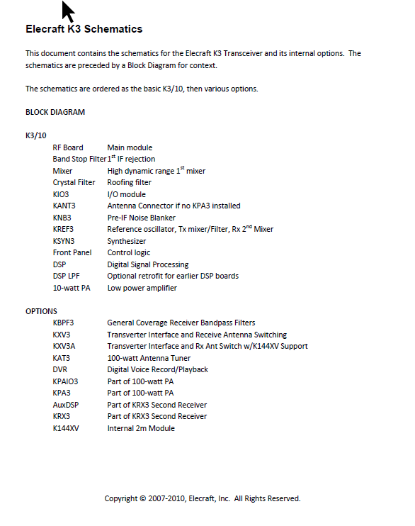 Elecraft K3 - Schematic Diagram (2010-06)