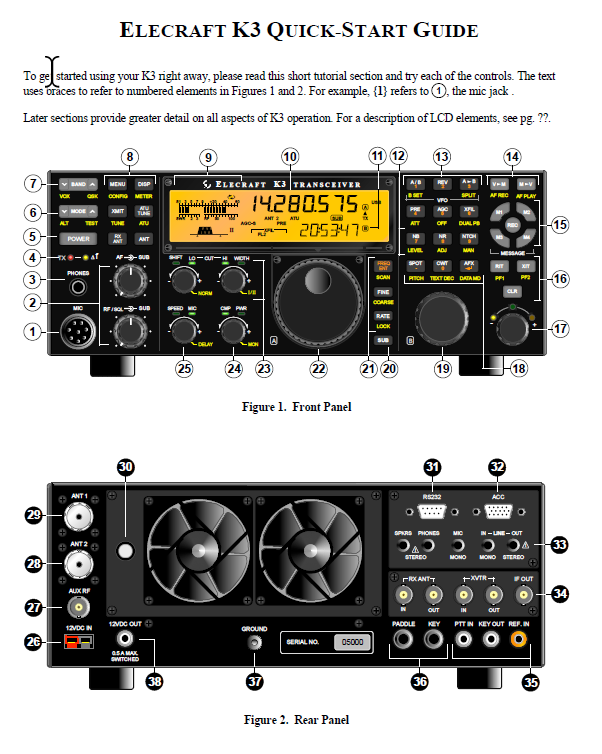 Elecraft K3 - Quick Start Guide