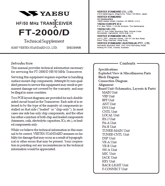 Yaesu FT-2000 HF 50MHz Transceiver - Service Manual 5