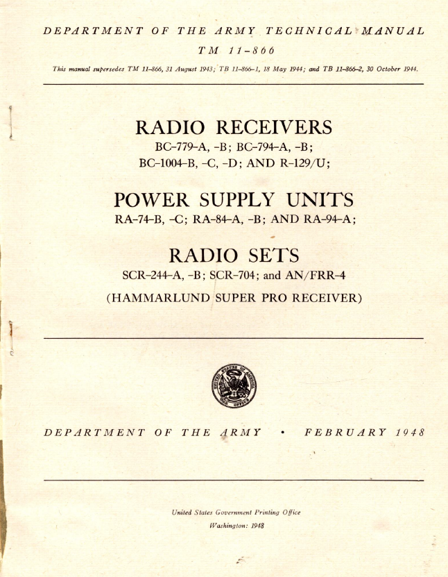 Hammarlund R-129-U - Department of the Army Technical Manual (TM11-866 1948-02) 2