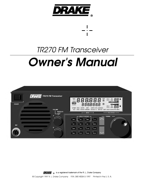 Drake TR-270 Transceiver - Instruction Manual 2