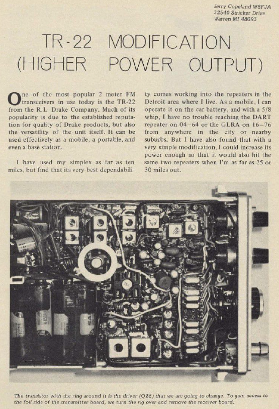 Drake TR-22C - Modification for Higher Power Output (73 Magazine 1973-02)
