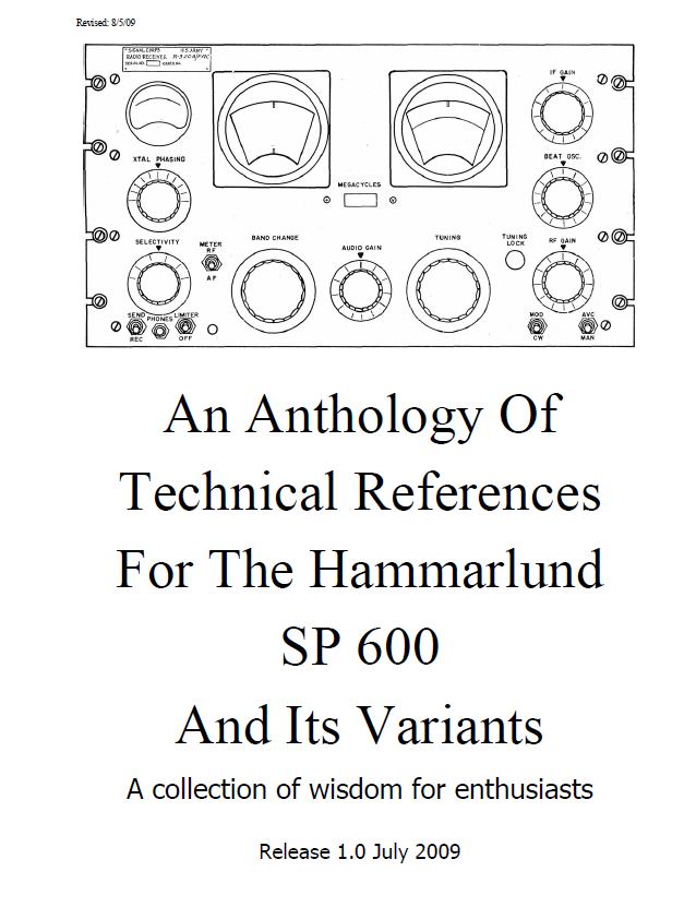 Hammarlund SP-600 General Purpose Communications Receiver - An Anthology of Technical References Part 1
