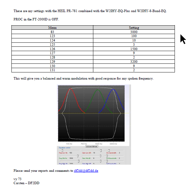 Yaesu FT-2000 HF 50MHz Transceiver - EQ-Settings with PR-781 and FT-2000D