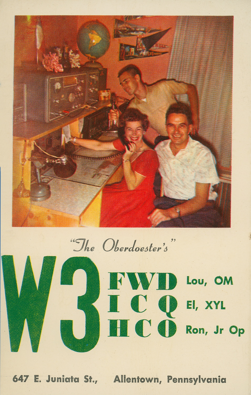 W3FWD (Lou), QSO on27th October 1965 on 20 Meters SSB.