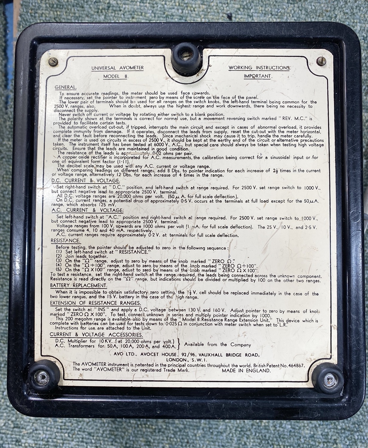 AVO 8 Multimeter First Photo's of Restoration - 022