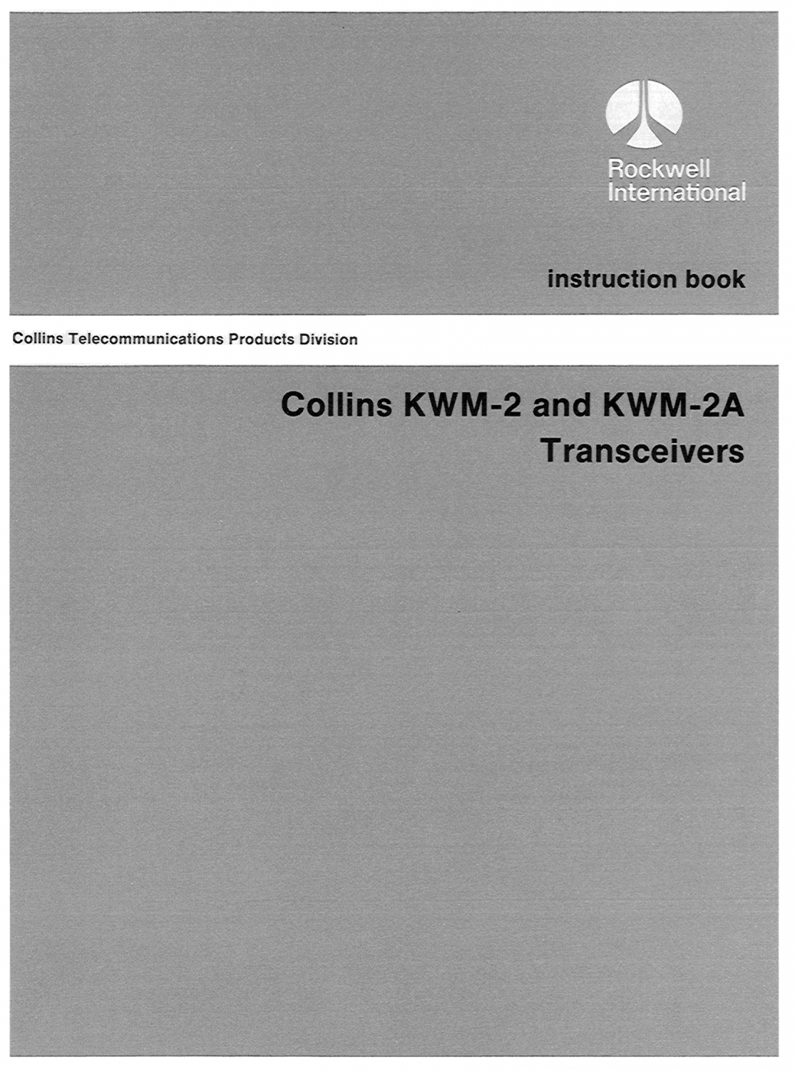 Collins KWM-2 Transceiver - Instruction Book - 9th Edition (1978-01)