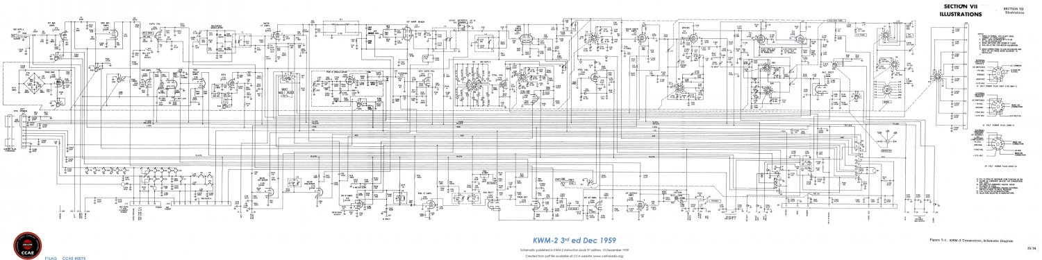 Collins KWM-2 Transceiver - Schematic Diagram - 3rd Edition (1959-12)
