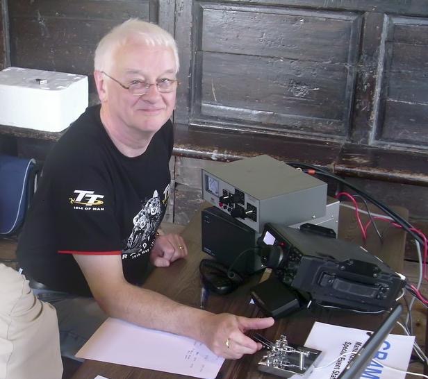 John Butler (GD0NFN) working CW on GB4MNH Event Station from the Old Grammar School in Castletown.