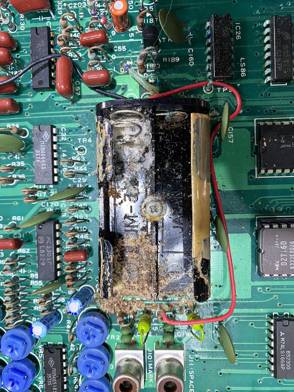 So What is left is a Mess, with some of the contents of the batteries making to the PCB with obvious consequences.