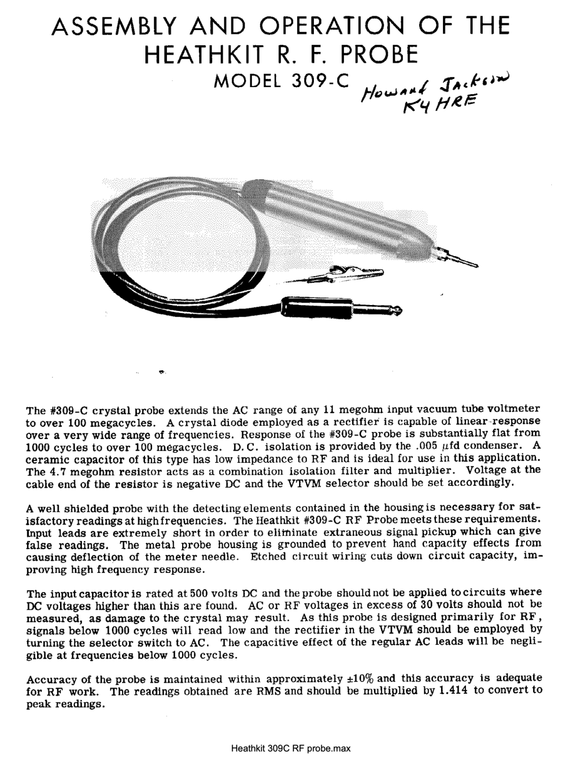 Heathkit 309-C RF Probe