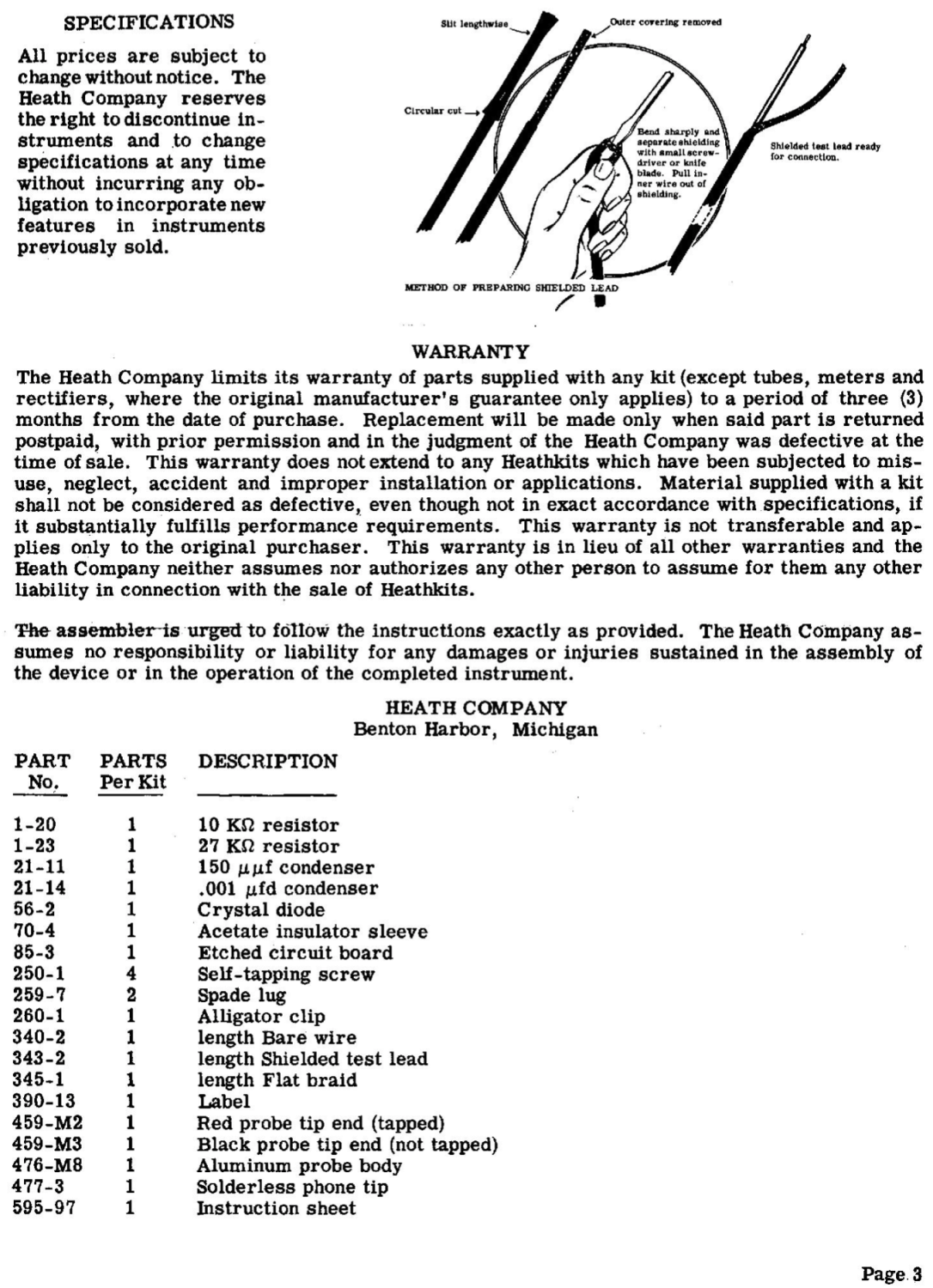 Heathkit 337-C Demodulation Probe Kit – Assembly Instructions