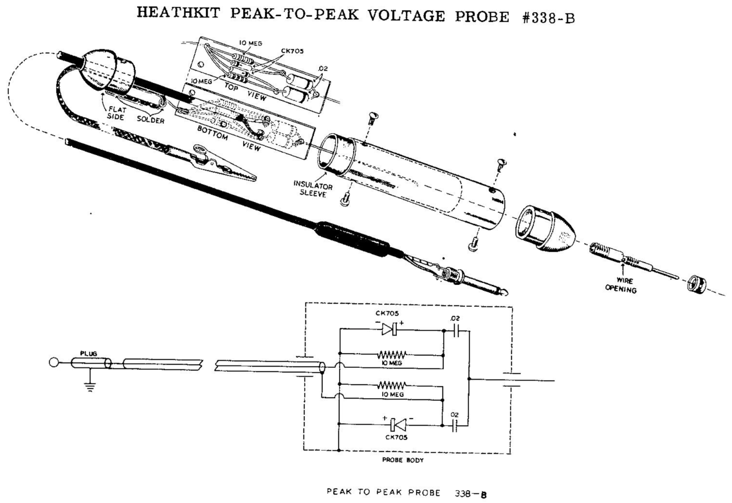 Heathkit 338-B Peak to Peak Voltage Probe Kit - Drawing