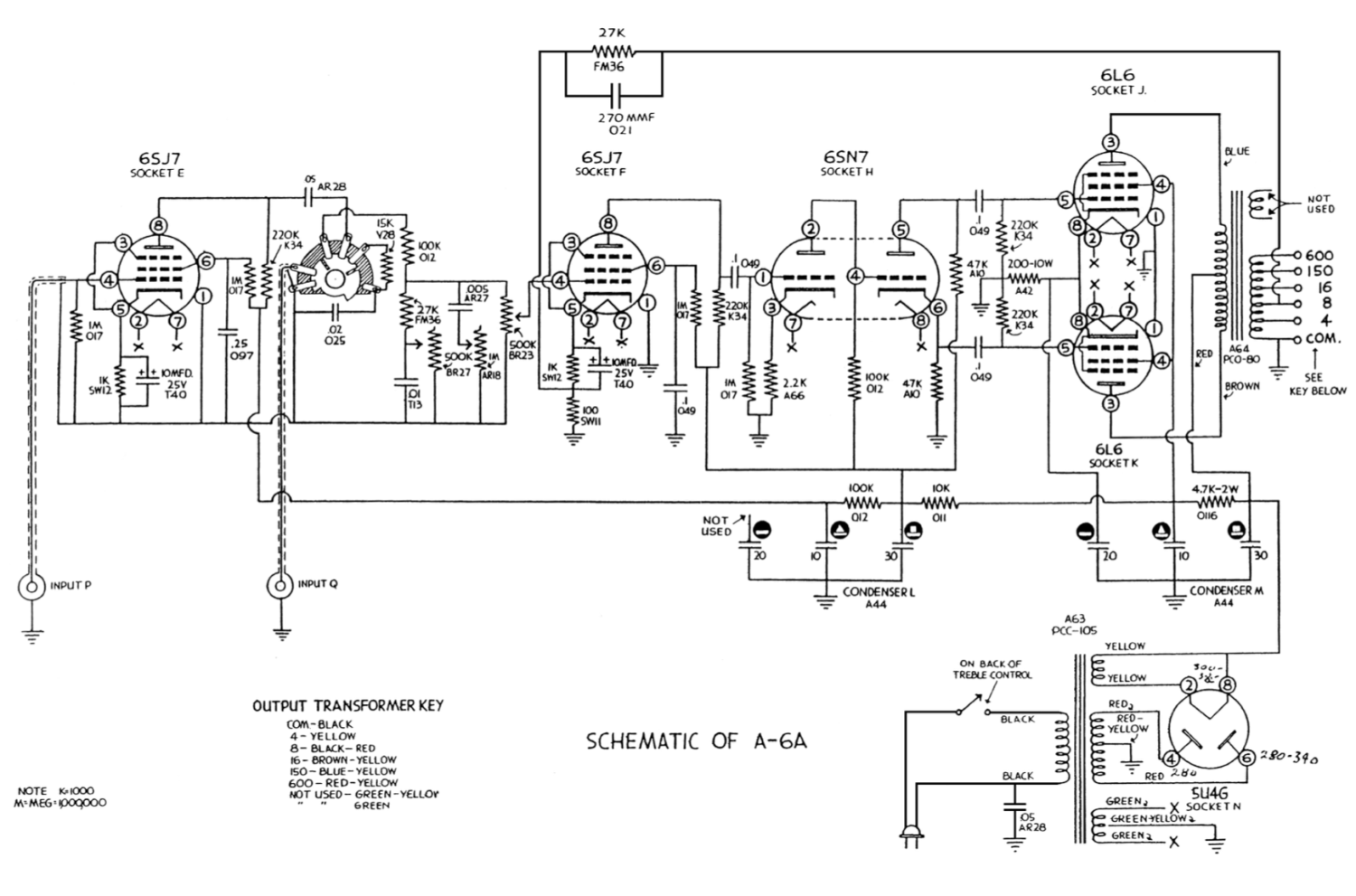 Heathkit A-6A Amplifier - Schematic