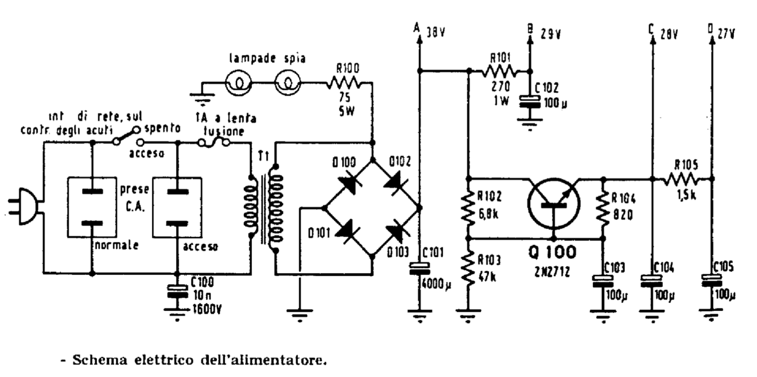 Heathkit AA-14E Stereo Amplifier - Power Supply Schematic