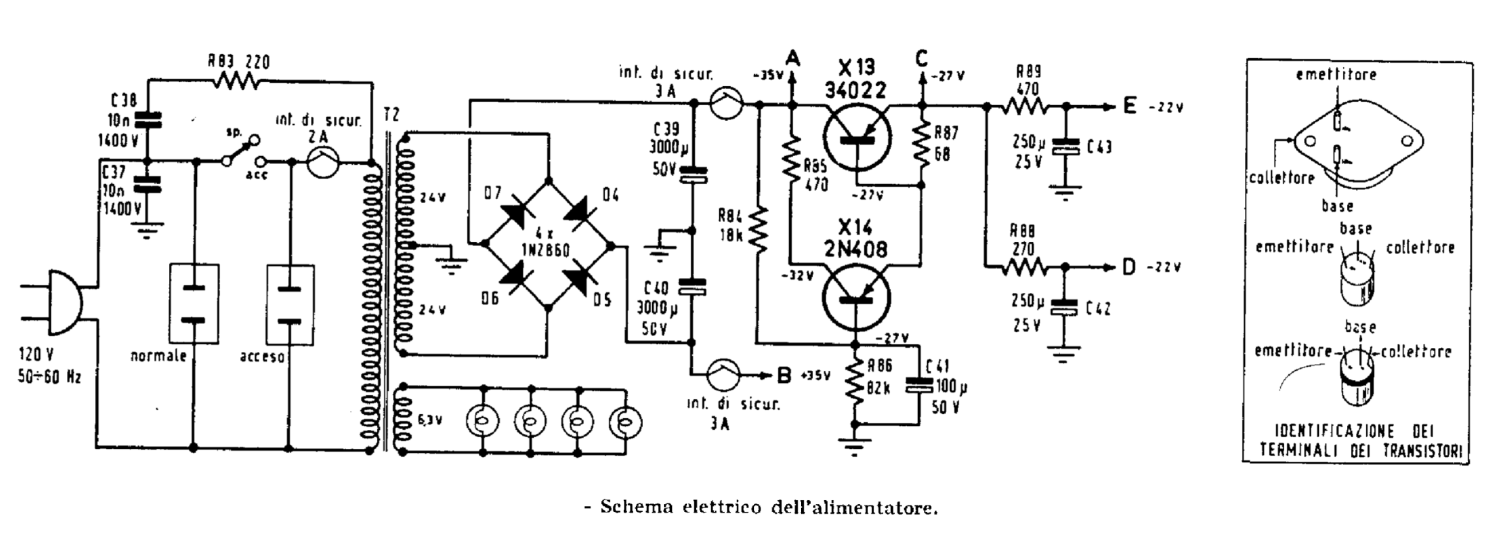 Heathkit AA-21C Stereo Amplifier - Power Supply Schematic Diagram