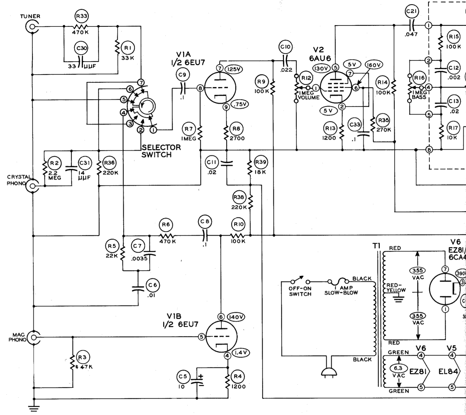 Heathkit AA-161 HiFi 14 Watt Amplifier - Schematic Diagram