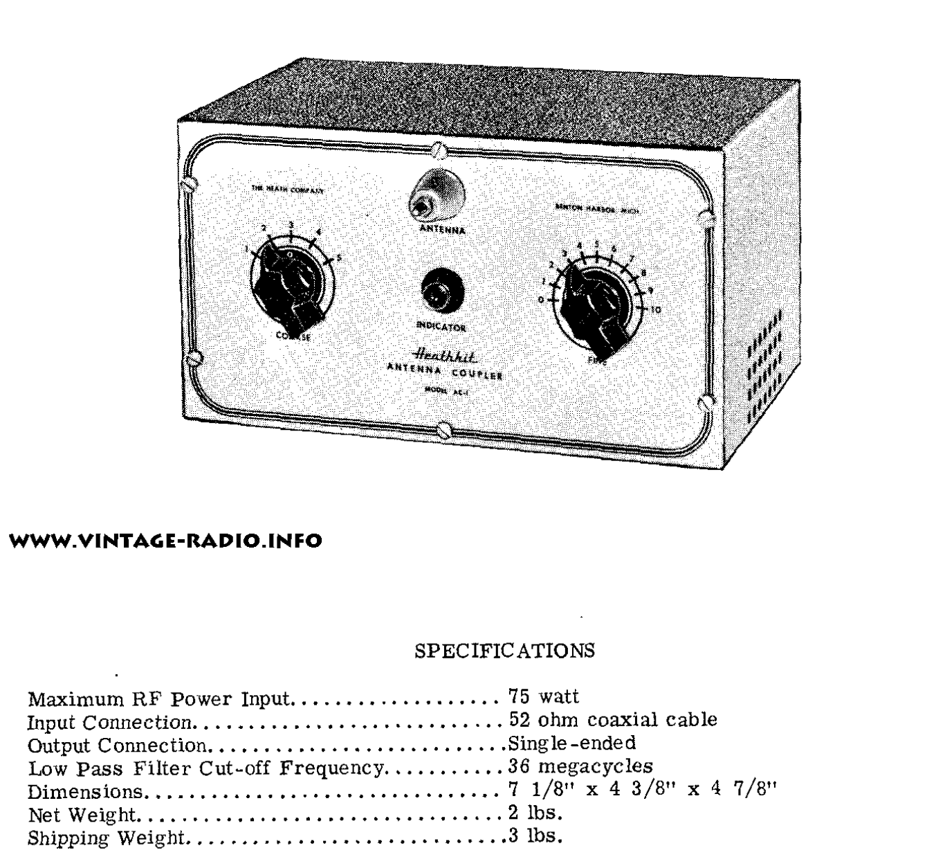 Heathkit AC-1 Antenna Coupler - Schematic Diagram