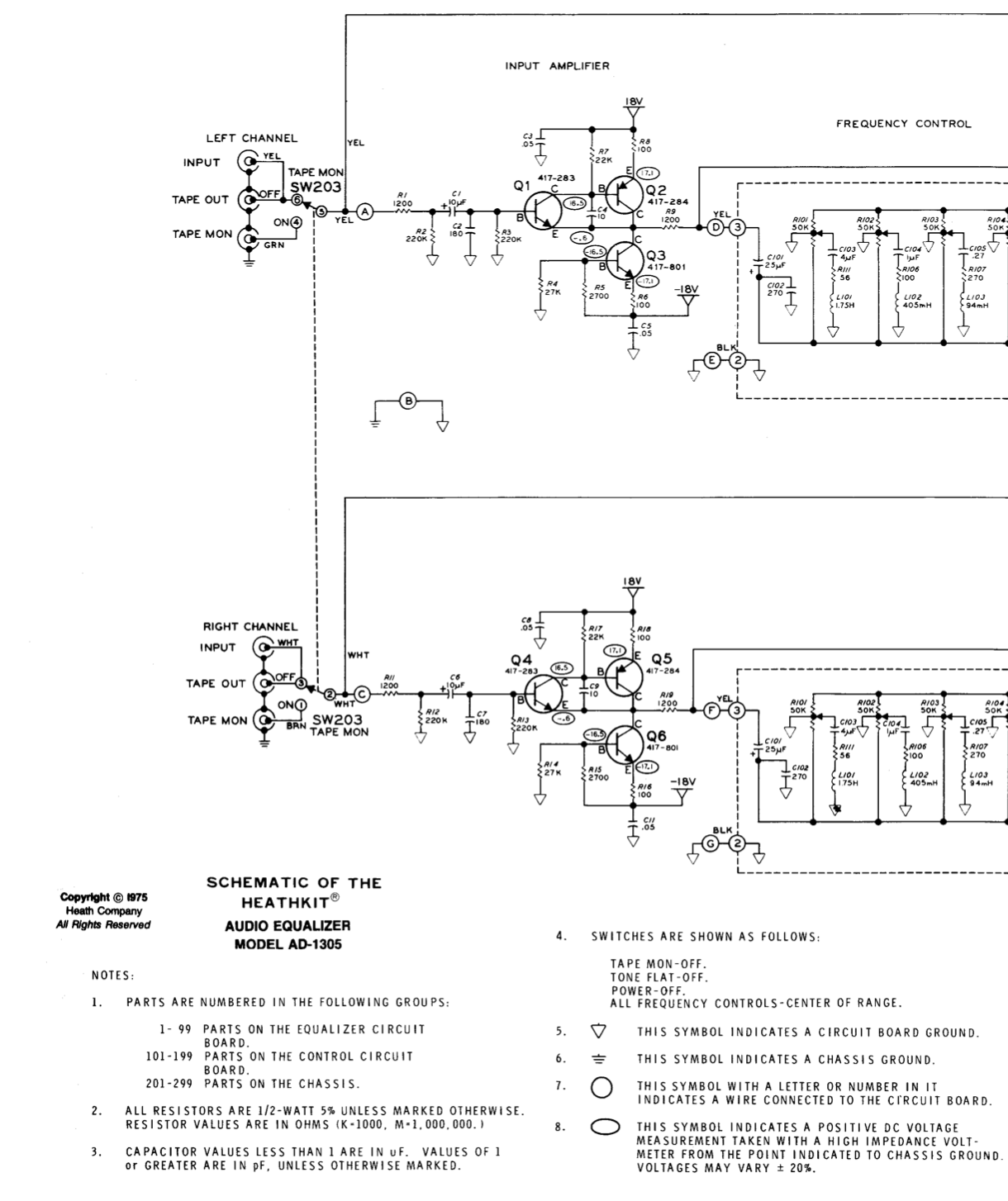 Heathkit AD-1305 Audio Equalizer - Schematic Diagrams