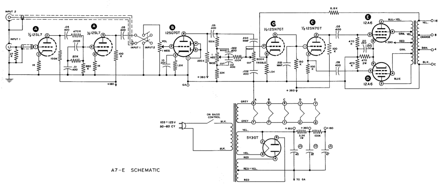 Heathkit AE-7 7 Watt Amplifier - Schematic
