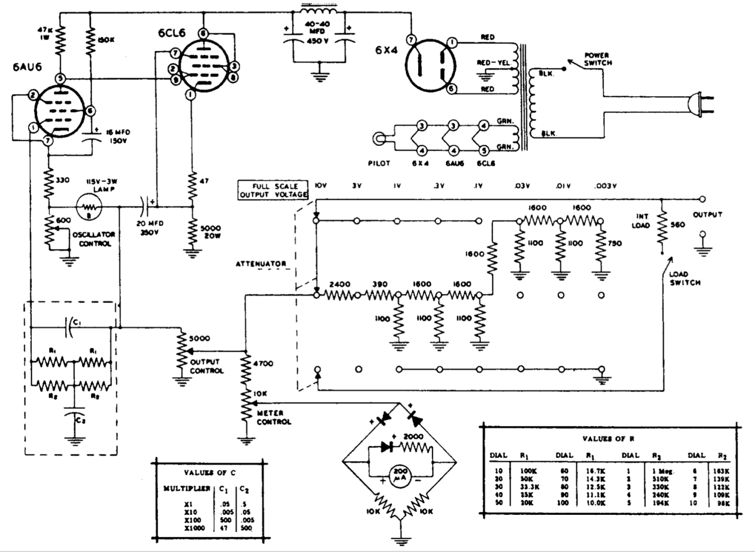 Heathkit AG-9A Audio Generator - Schematic Diagram