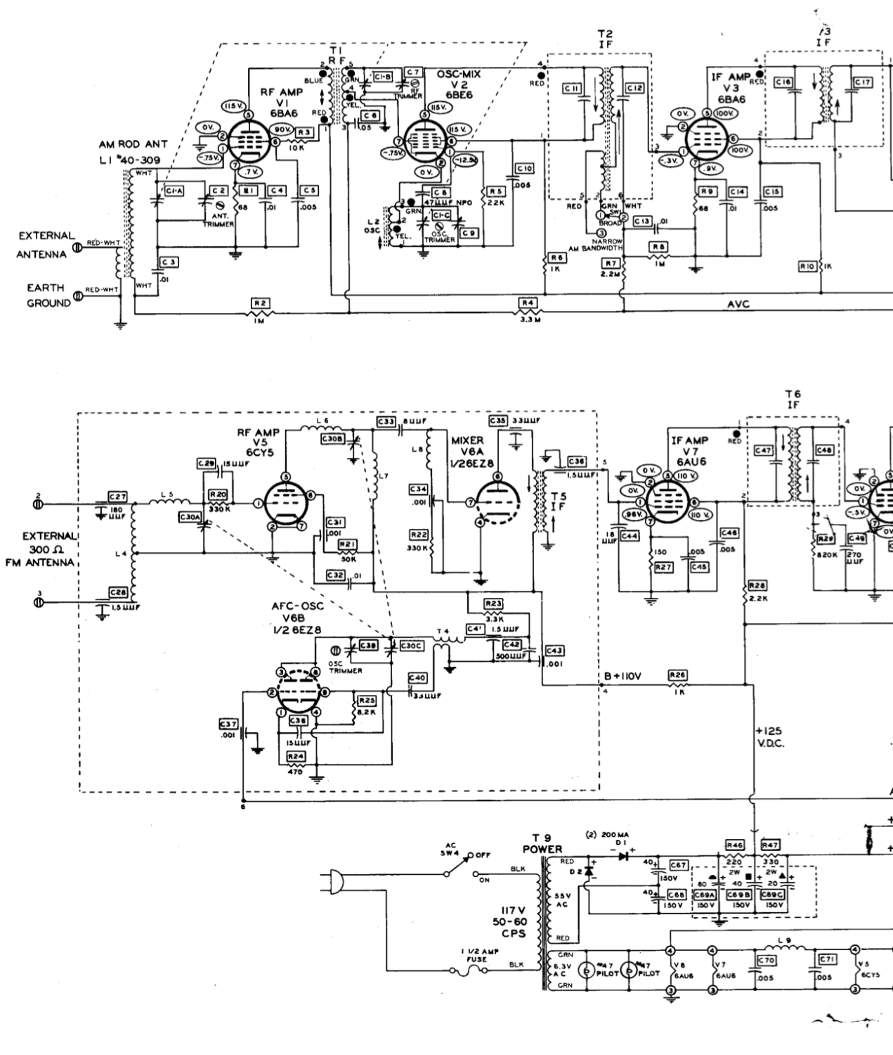 Heathkit AJ-10A AM-FM Tuner - Schematic Diagrams