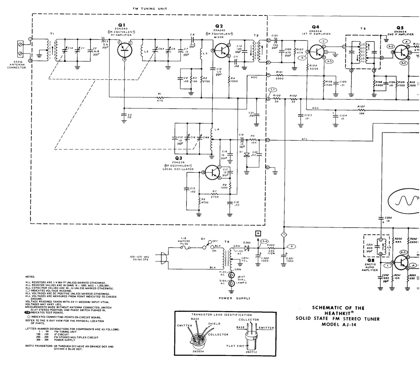 Heathkit AJ-14 FM Stereo Tuner - Schematic Diagrams