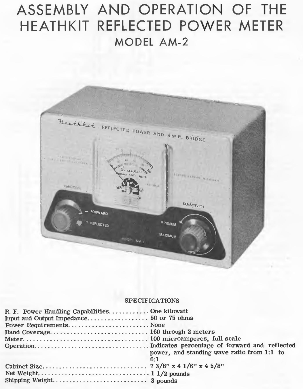 Heathkit AM-2 Reflected Power Meter - Assembly Instructions